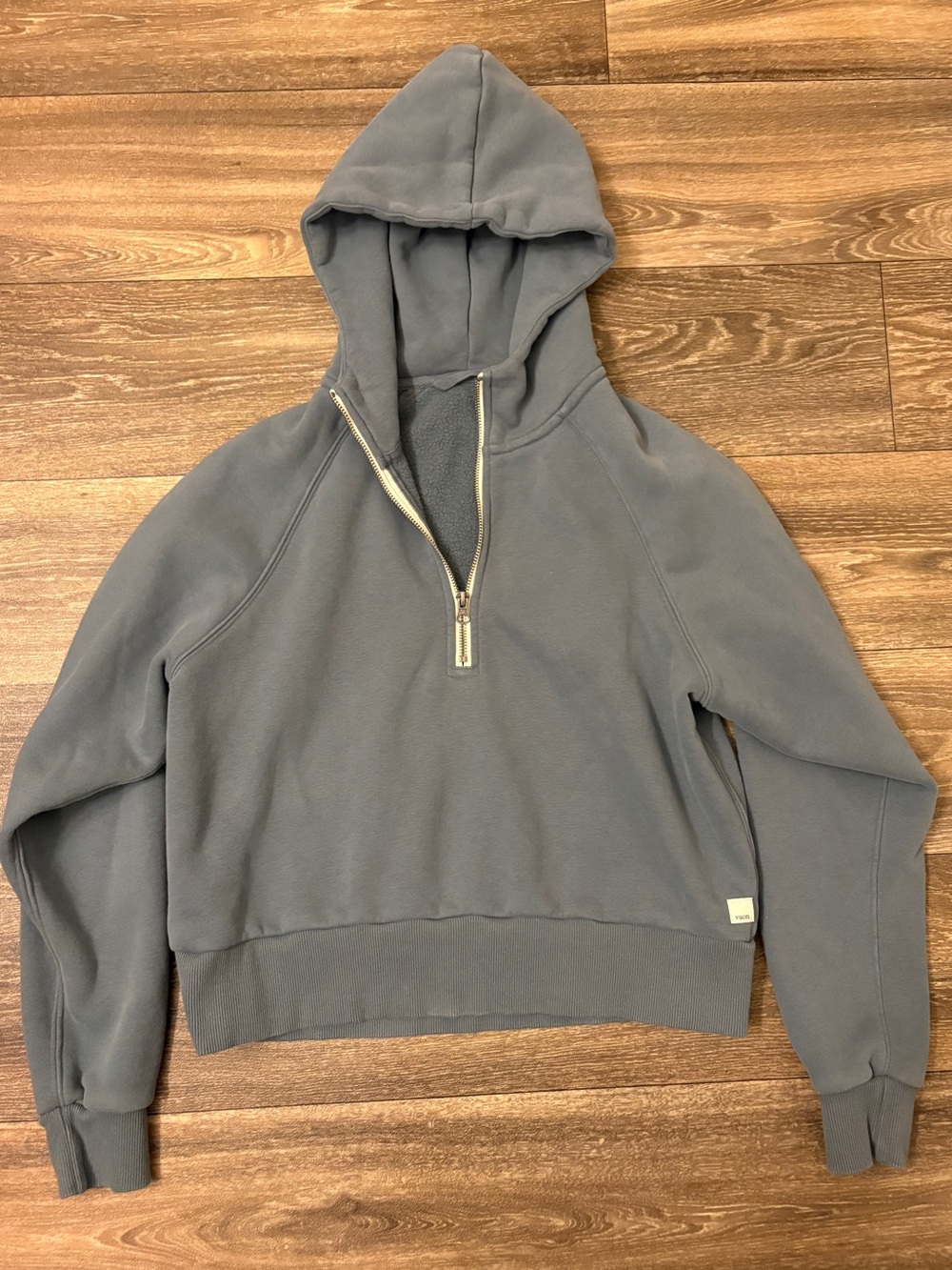 Vuori Restore Half Zip Hoodie Smoke Blue Size Small Pullover